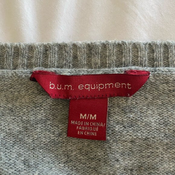 Grey Button V-Neck Sweater/Dress - Picture 3 of 5